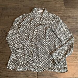 Women’s Gray Express Patterned Button Up Blouse - Size Small
